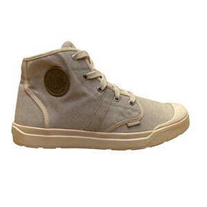 Palladium Women’s Gray Canvas Lace-Up Design High-Top Sneakers Size 9.5